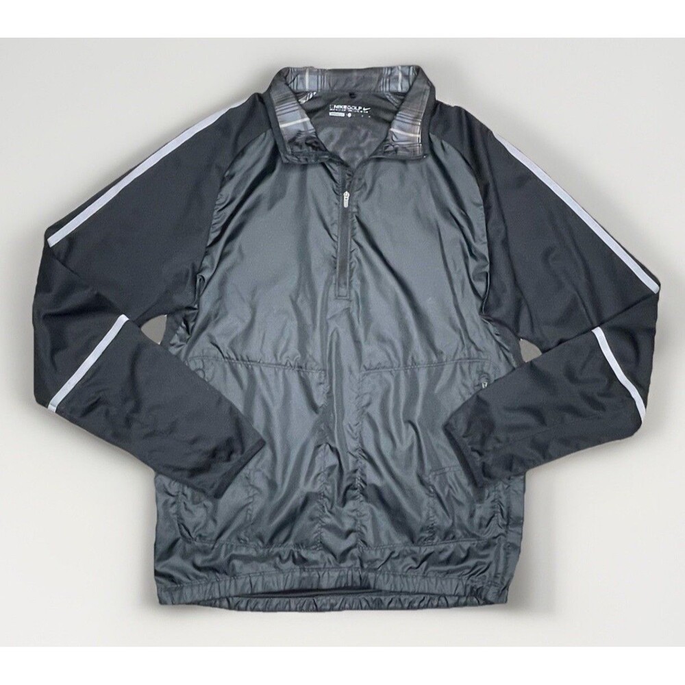 Nike Golf Full Zip Reflective Windbreaker Jacket Men SM Black Lightweight Gym